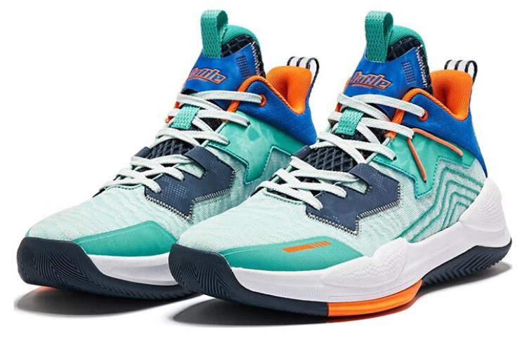 QIAODAN Slip Resistant Abrasion Resistant Cushioning Low top Basketball Shoes Men’s Green Blue Orange