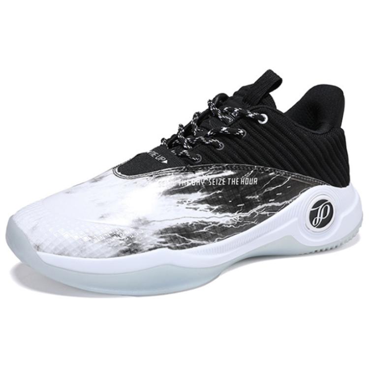 PEAK Breathable Abrasion Resistant Slip Resistant Low top Performance Basketball Shoes Men’s Black White