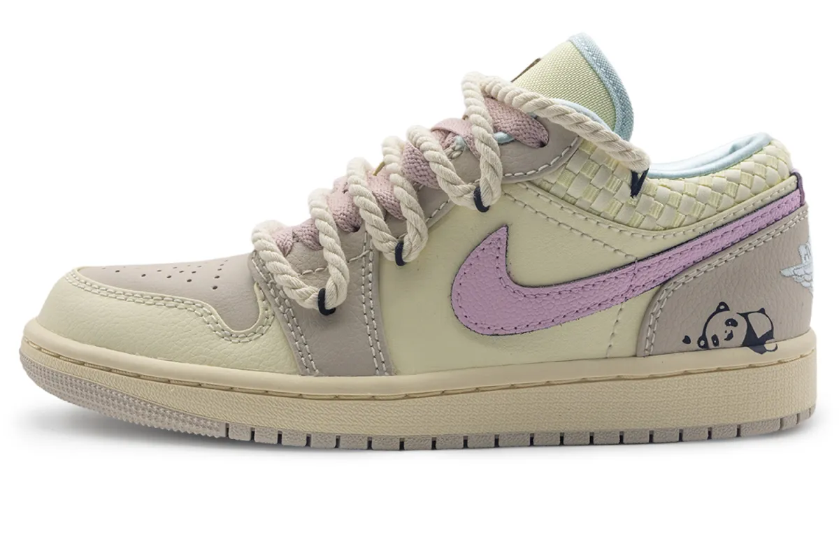 Jordan Air Jordan 1 Abrasion Resistant Low top Vintage Basketball Shoes Women's Beige Pink