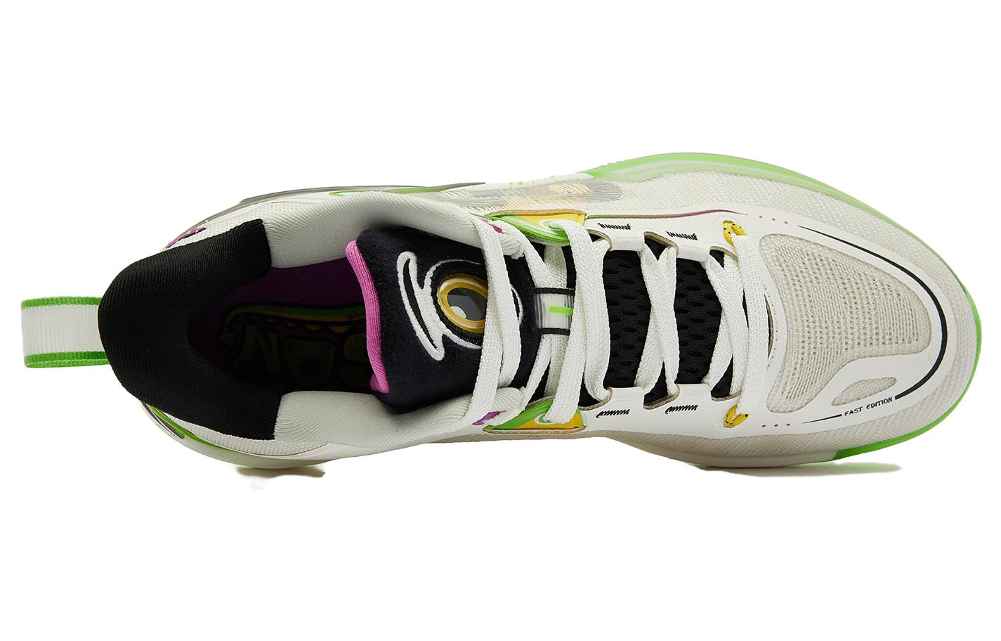 QIAODAN FE1.0 Dinosaur Wolf Colorway Abrasion Resistant Breathable Low top Basketball Shoes Men’s Green White