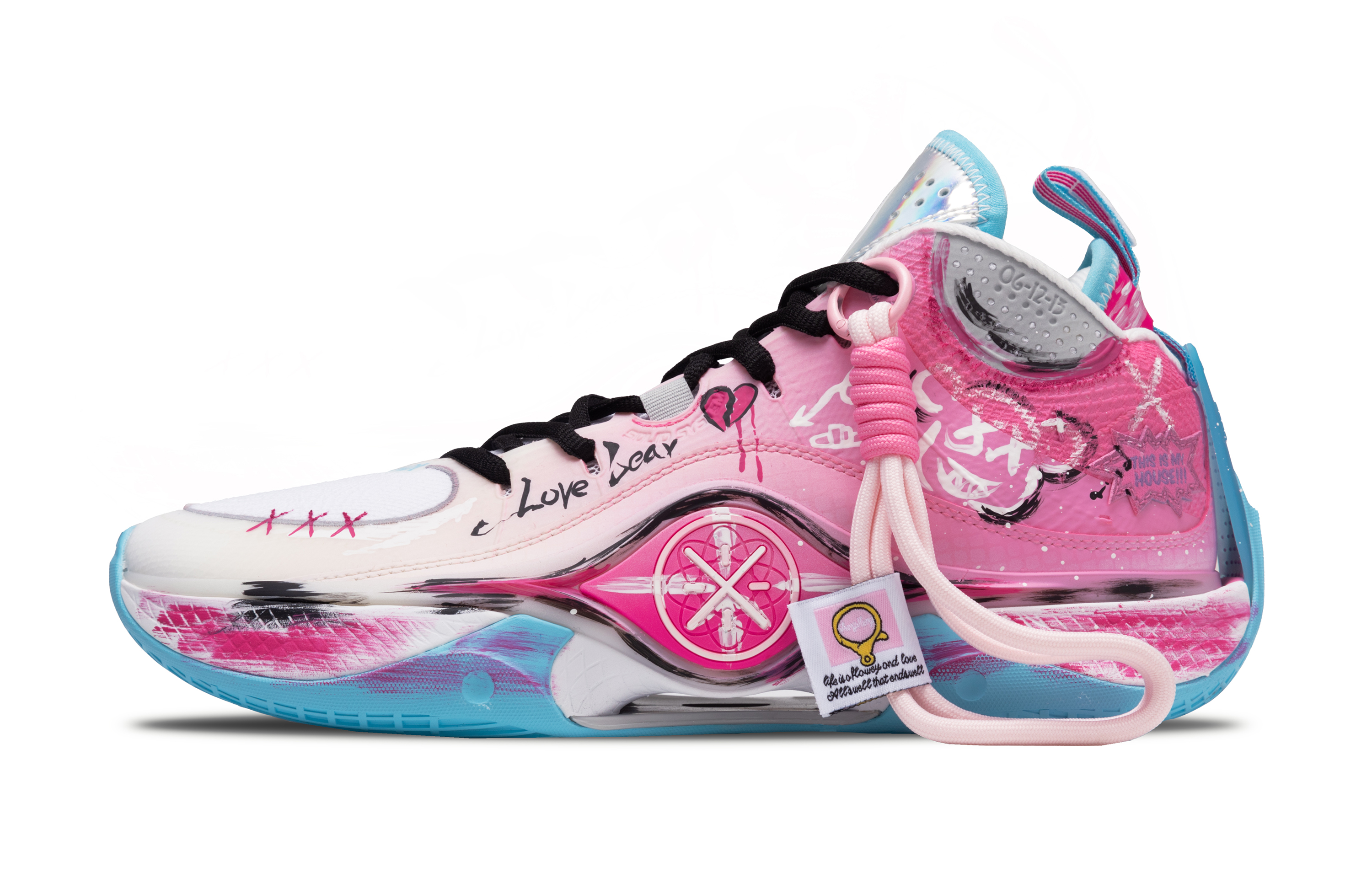 Li Ning Cushioning Impact Resistant Rebound Low top Basketball Shoes Men’s Bright Pink