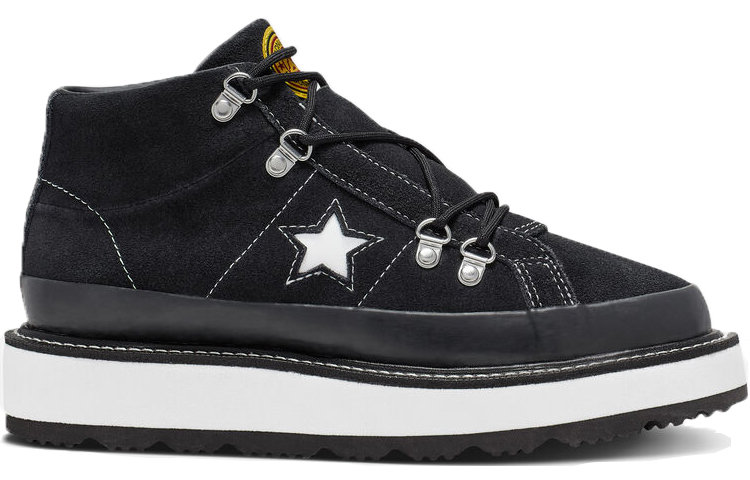 Женские кеды Converse One Star Fleece Lined Boot (черно-белые) — фото 2