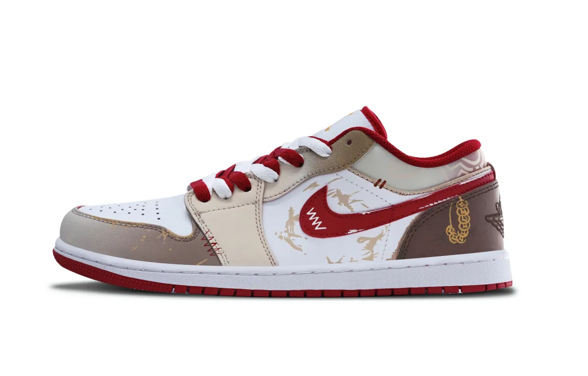 Jordan Air Jordan 1 Abundance Every Year Leather Abrasion Resistant Abrasion Resistant Low top Vintage Basketball Shoes