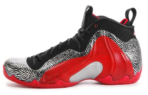 Nike Air Flightposite Exposed Zebra Fabric Synthetic Leather Sports Comfort Shock Absorbing Anti-Slip Wear Resistant Mid-top Retro Basketball Shoes Men's Black Red