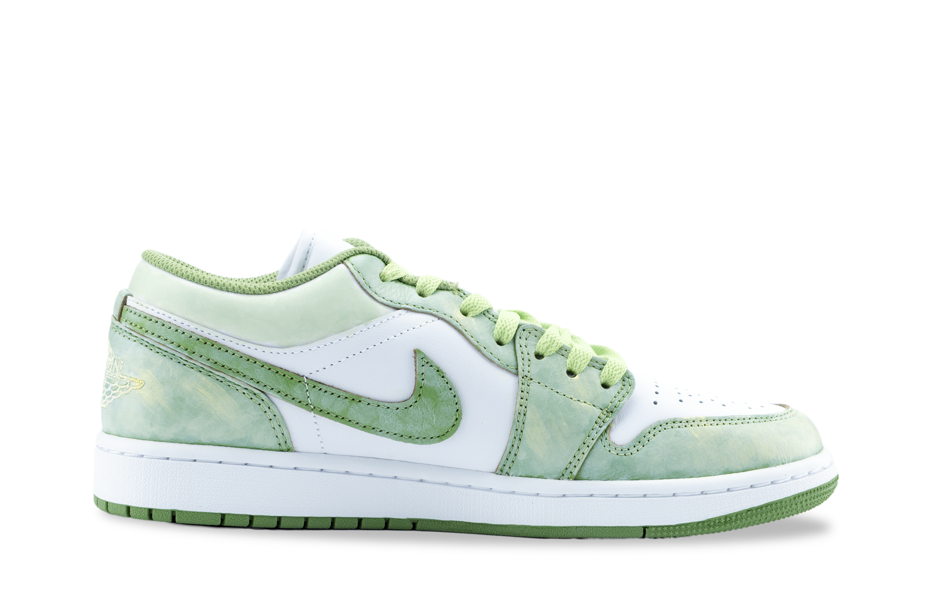 Jordan Air Jordan 1 Slip Resistant Abrasion Resistant Low top Vintage Basketball Shoes Unisex Green