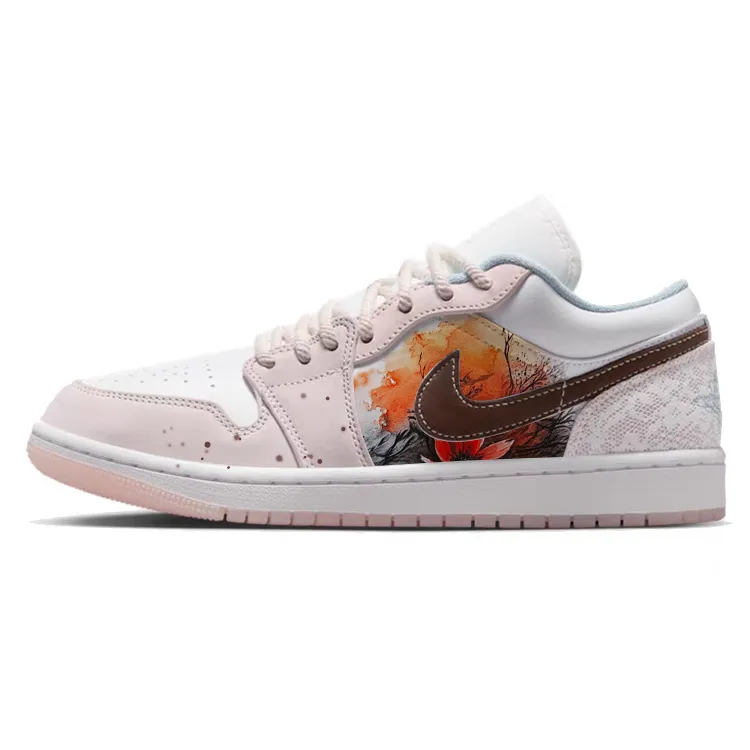 Jordan Air Jordan 1 Abrasion Resistant Slip Resistant Low top Vintage Basketball Shoes Women's Pink White