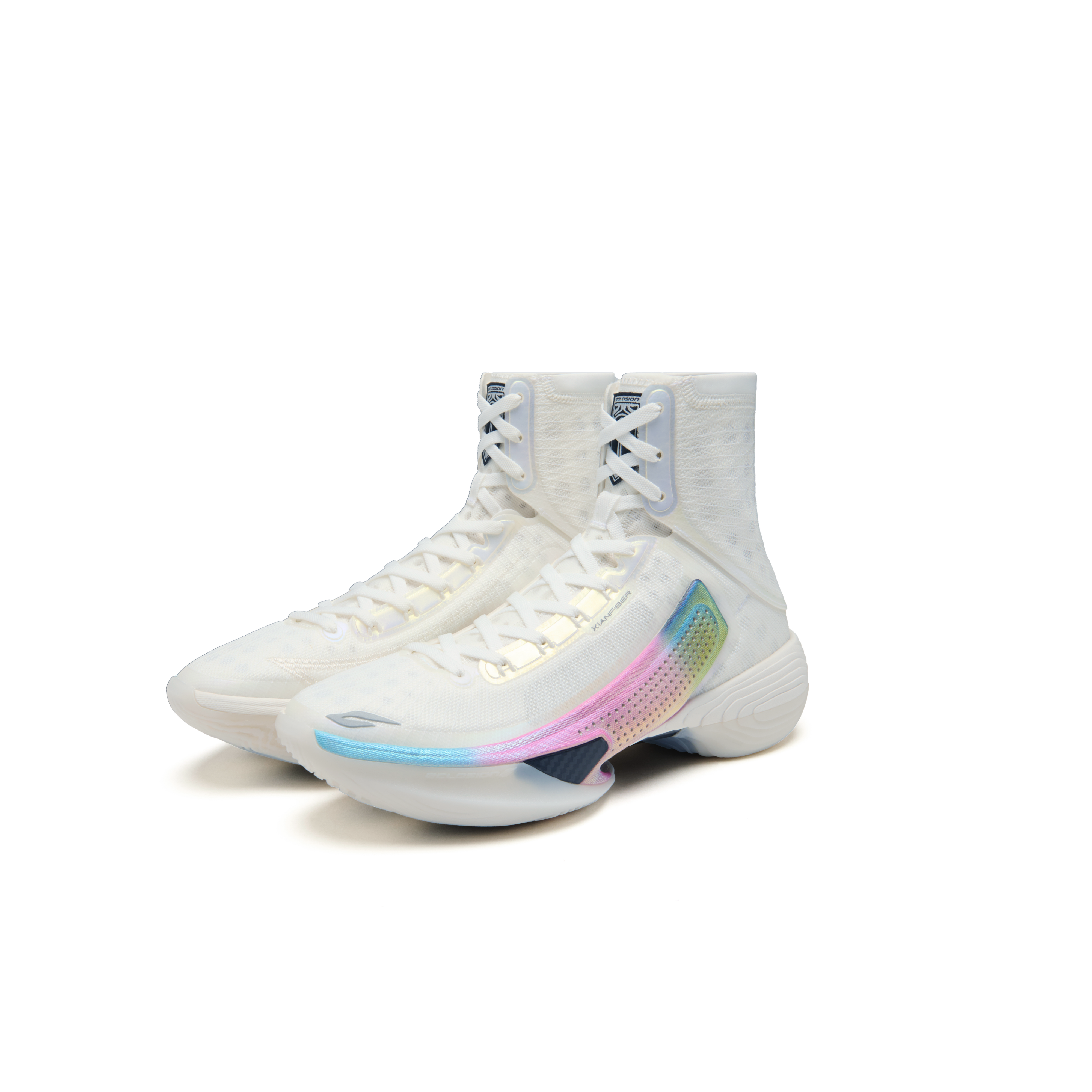 ANTA SNEAKERVERSE Eclosion Type 1 Textile, Synthetic Leather High top Basketball Shoes Men’s Iridescent White