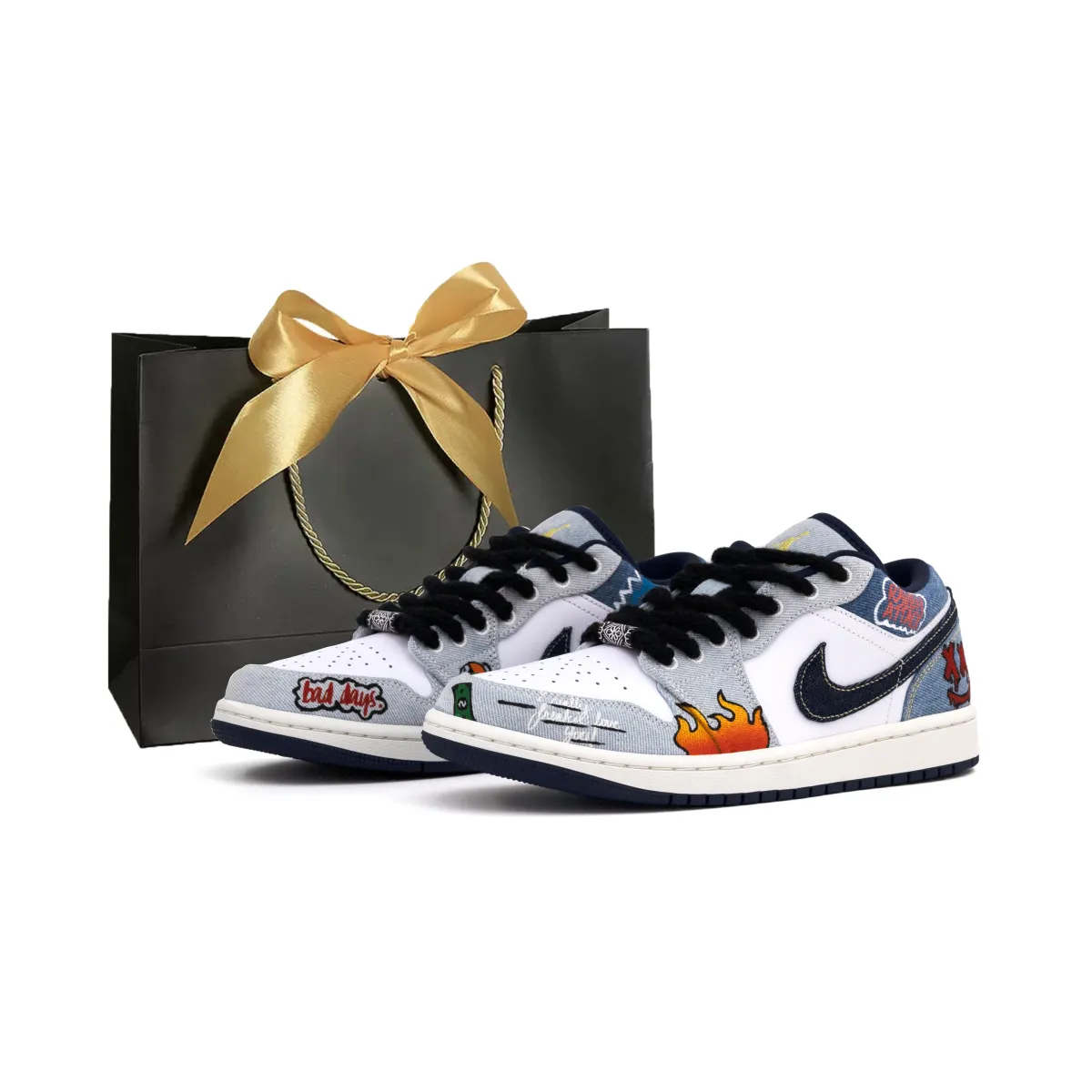 Jordan Air Jordan 1 Low top Vintage Basketball Shoes Men's White Blue