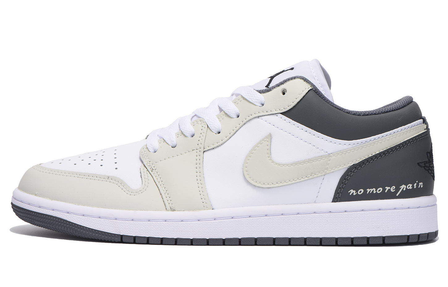 Jordan Air Jordan 1 Slip Resistant Abrasion Resistant Low top Vintage Basketball Shoes Unisex Black Gray