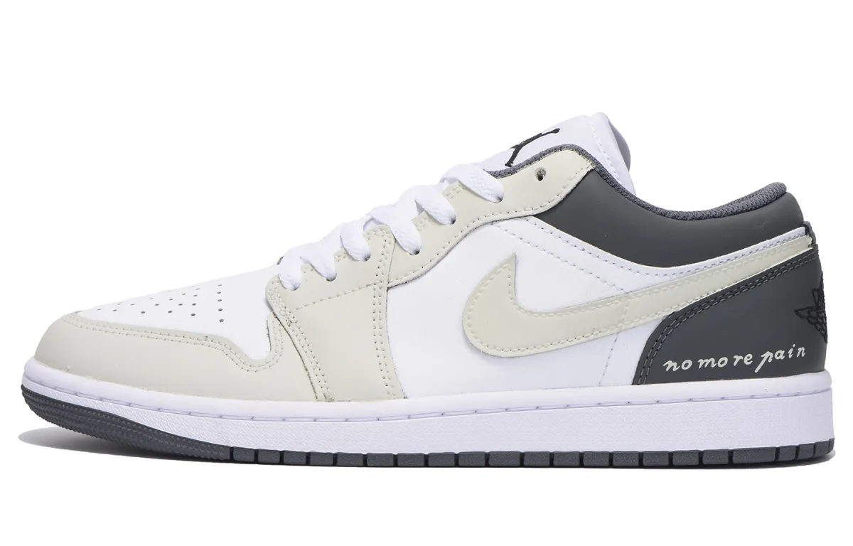 Jordan Air Jordan 1 Slip Resistant Abrasion Resistant Low top Vintage Basketball Shoes Unisex Black Gray