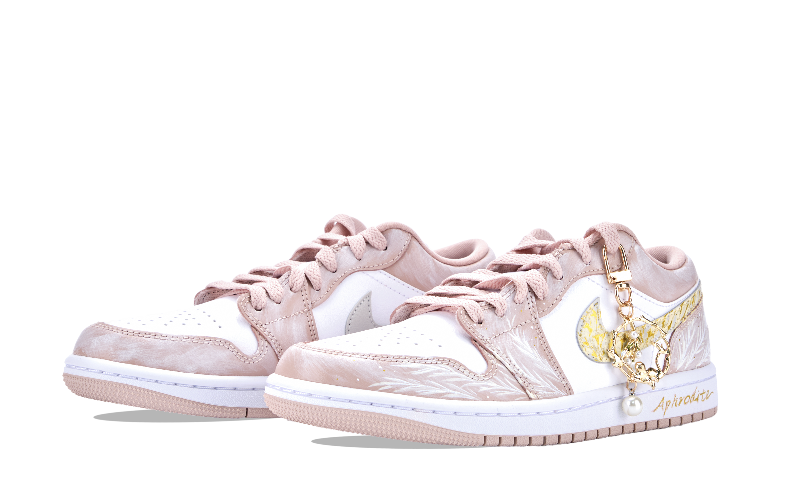 Jordan Air Jordan 1 Cushioning Slip Resistant Abrasion Resistant Low top Vintage Basketball Shoes Unisex Pink Gold