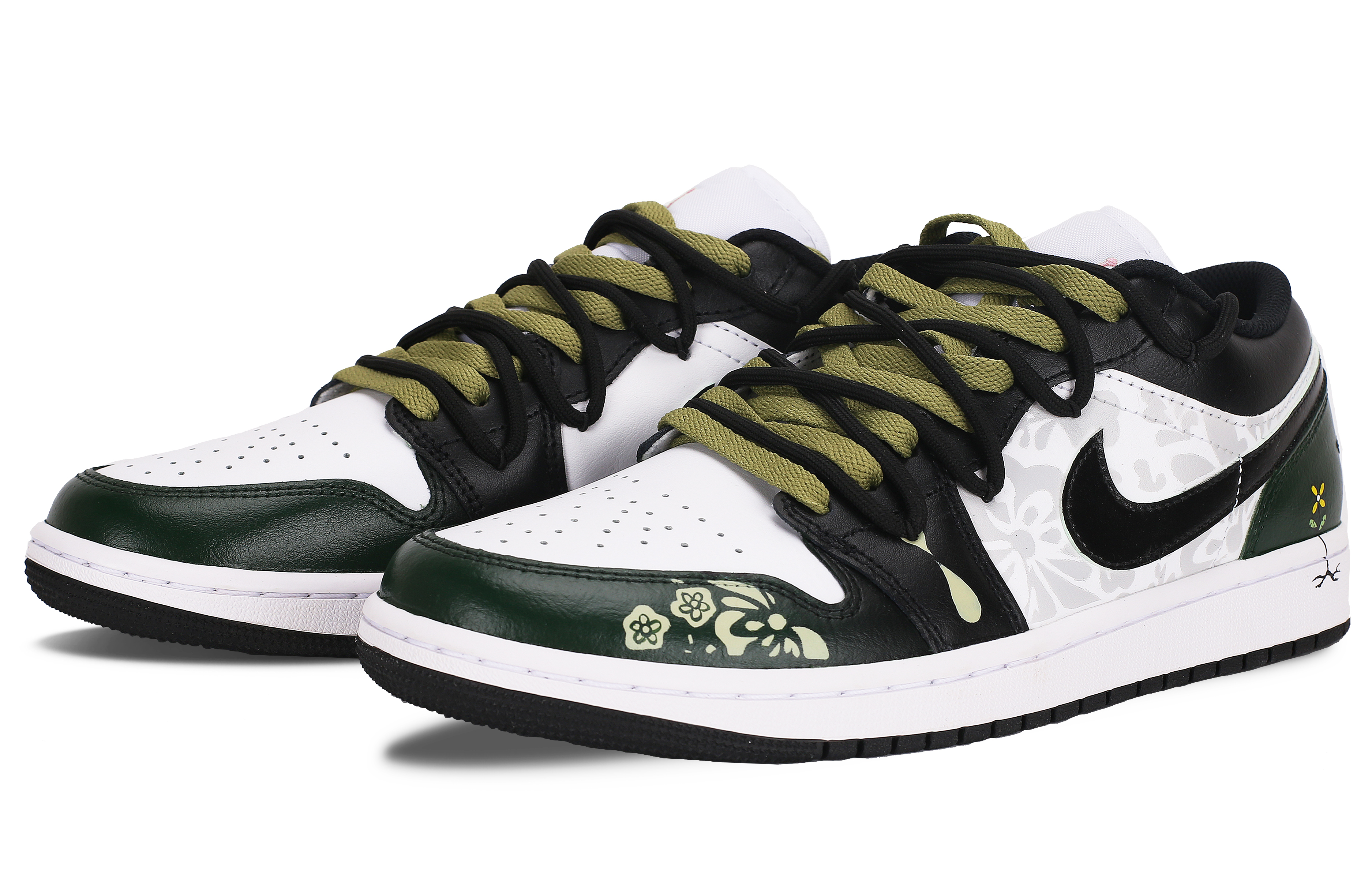Jordan Air Jordan 1 Low top Vintage Basketball Shoes Unisex Black Green