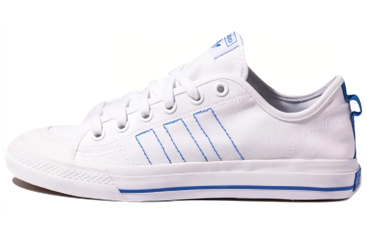 Adidas Originals NIZZA Rf Canvas Graffiti Slip Resistant Low top Skateboard Shoes Unisex White Blue