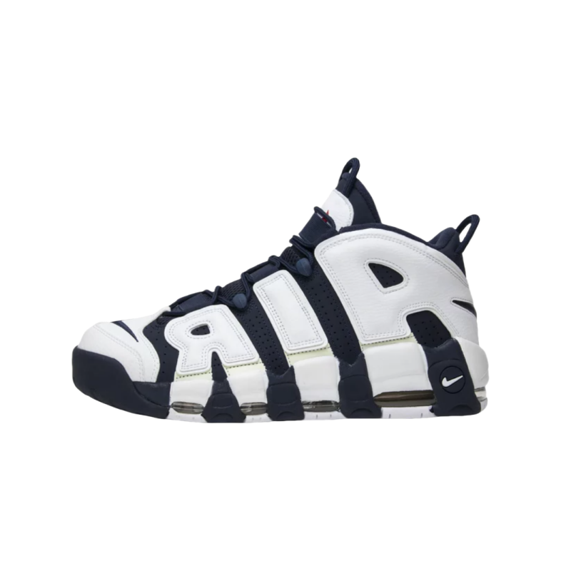 Nike Air More Uptempo Olympic Classic Abrasion Resistant Abrasion Resistant Mid top Basketball Shoes Men’s White Blue