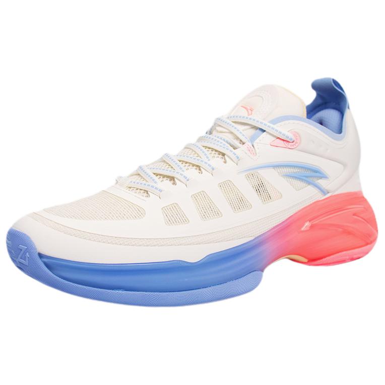 Anta Cushioning Slip Resistant Abrasion Resistant Low top Basketball Shoes Men’s White Blue Pink