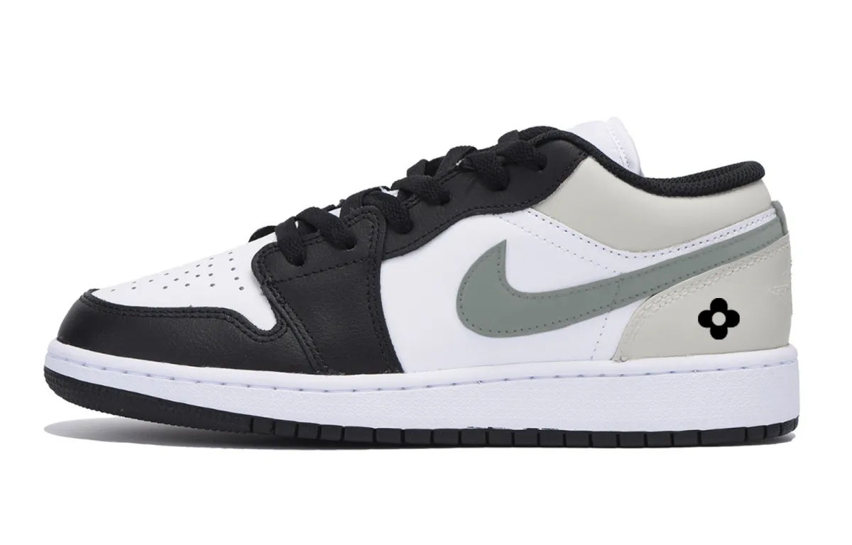 Jordan Air Jordan 1 Urban Chic Style Vintage Low top Vintage Basketball Shoes Men's White Gray