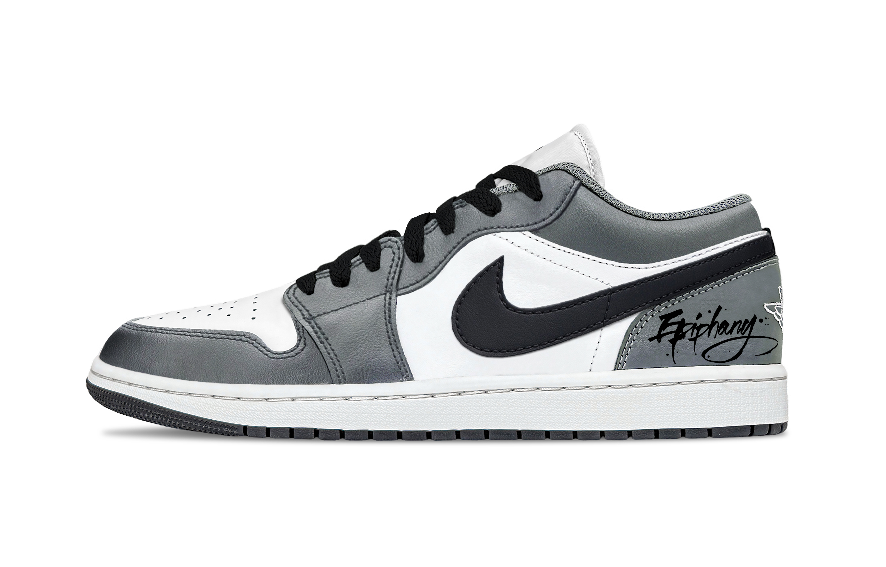 Jordan Air Jordan 1 Shadow Gray Low top Vintage Basketball Shoes Unisex Gray White