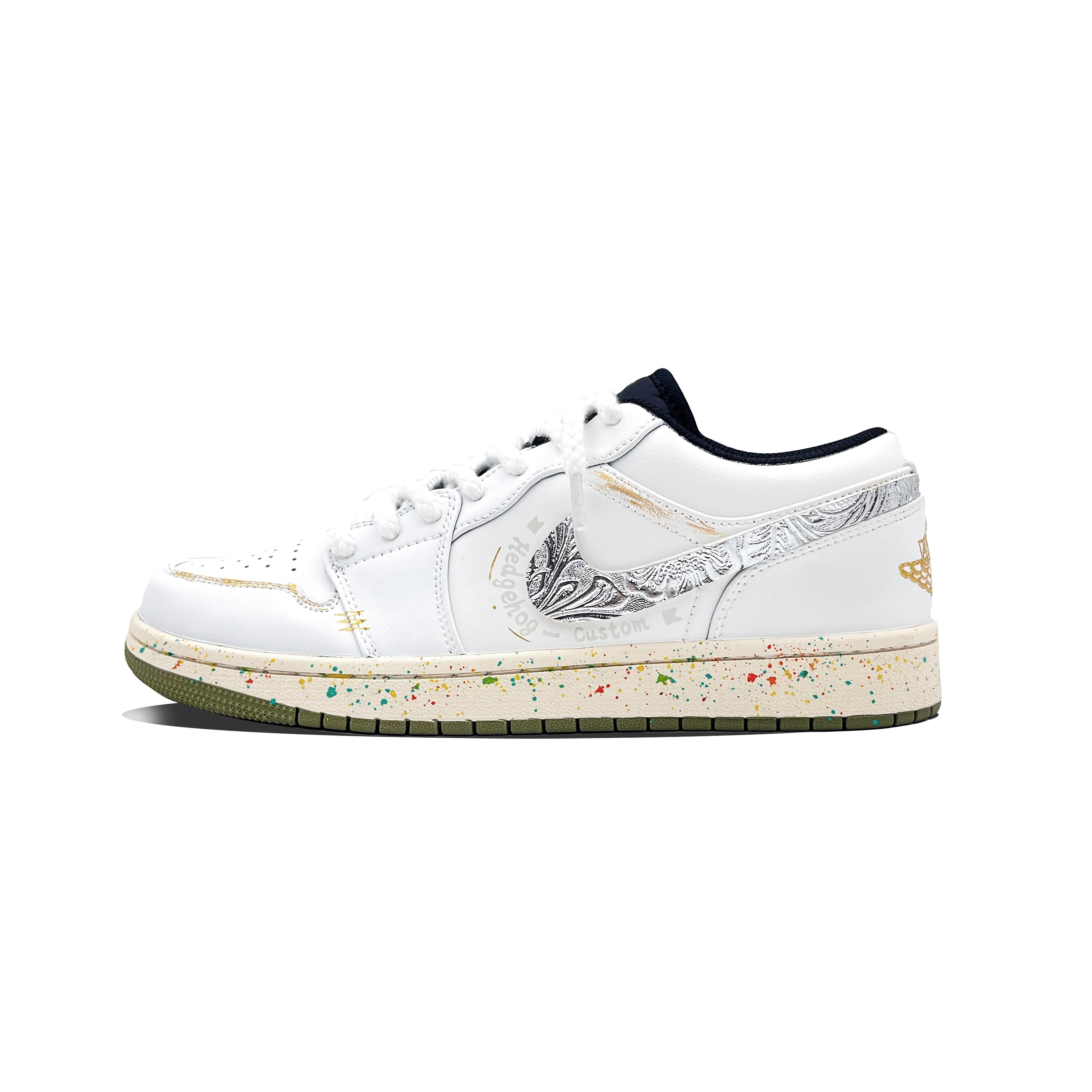 Jordan Air Jordan 1 Silver Birch, Hedgehog Manufacturing Low top Vintage Basketball Shoes Men’s Silver White