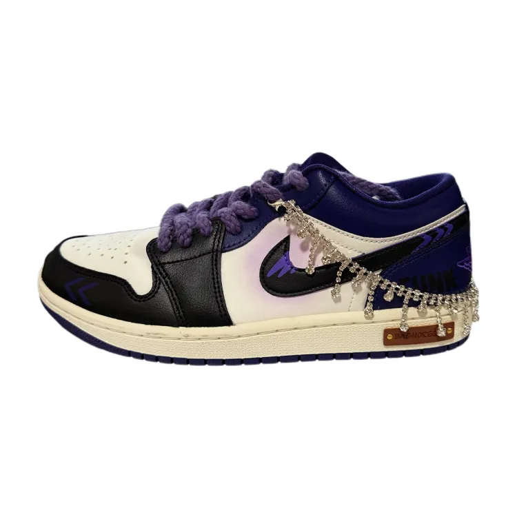 Jordan Air Jordan 1 Rose Night Low top Vintage Basketball Shoes Women's Black Purple