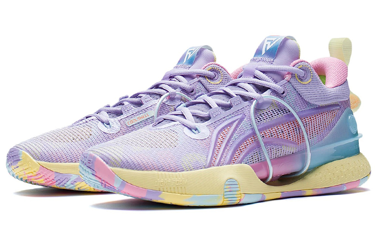 Li Ning Speed 8 Basketball Shoes Men’s Low Top Lilac/Light Banana Yellow
