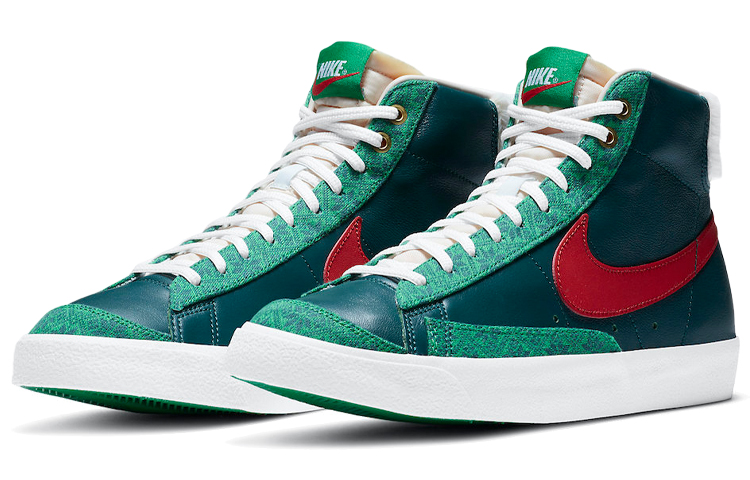 Мужские кеды Nike Blazer 77 Christmas (бело-зелено-красные) — Белый / зелёный / красный — фото 3