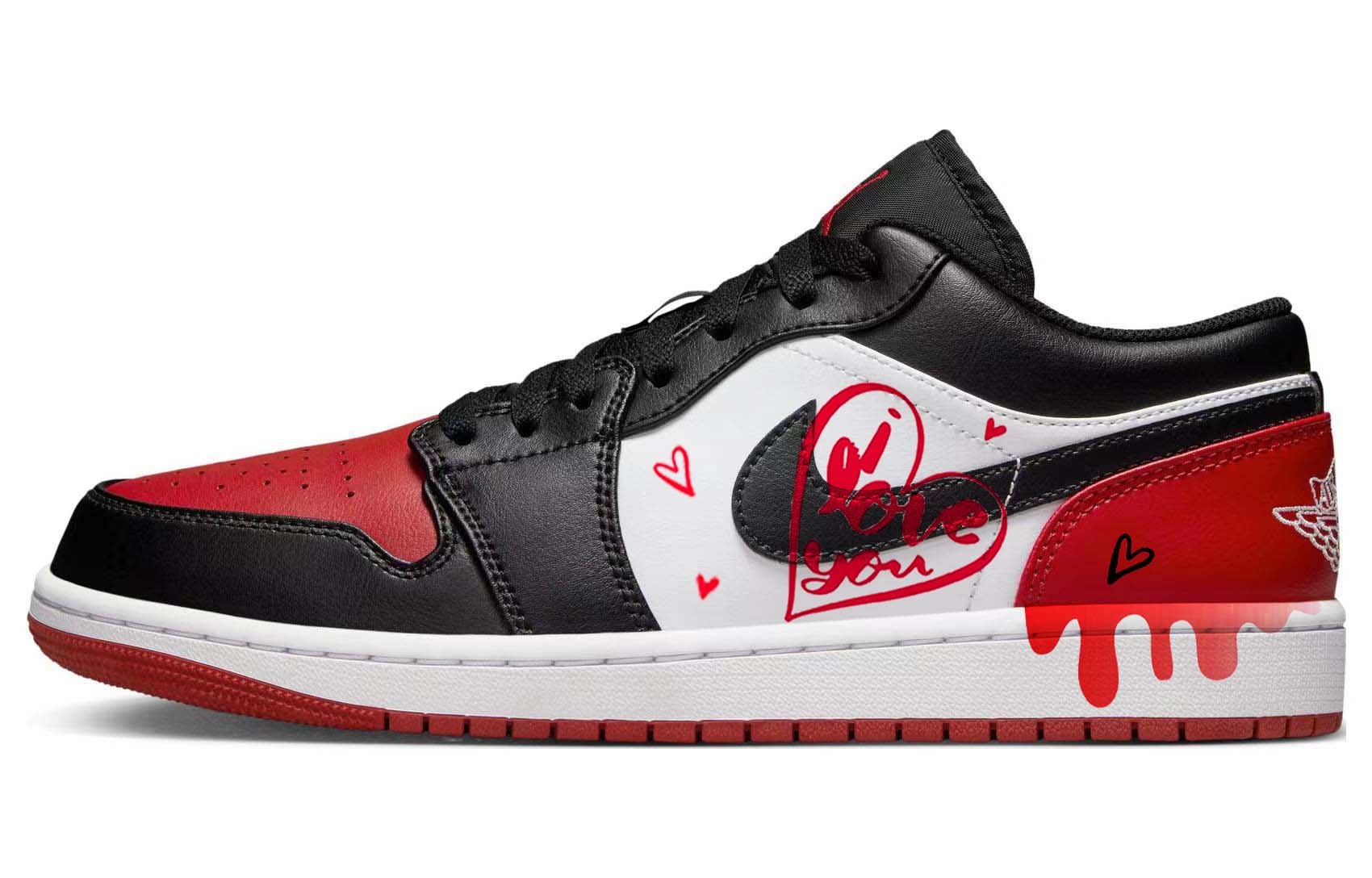 Jordan Air Jordan 1 Low top Vintage Basketball Shoes GS Black Red