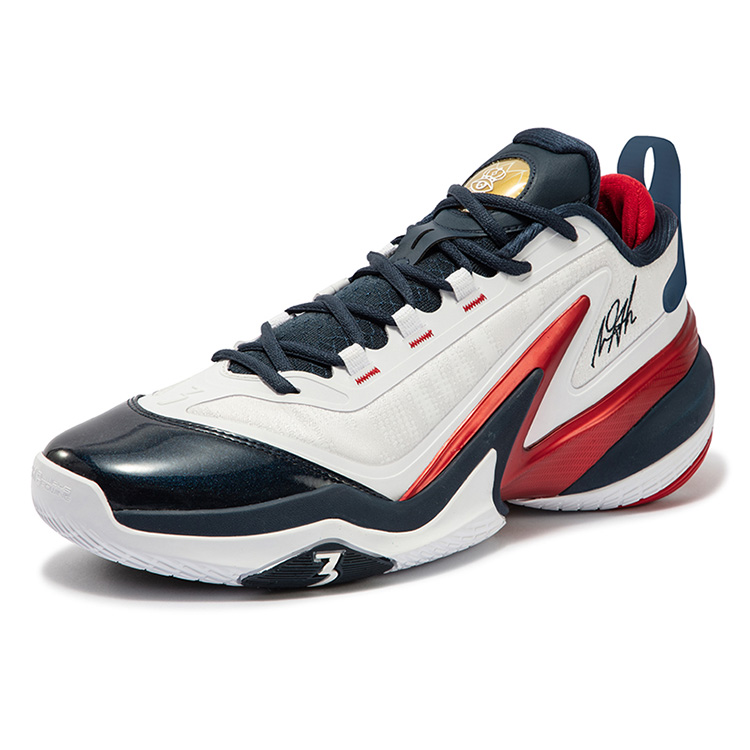 361° AG 5 Cushioning Anti-Slip Wear-Resistant Impact-Resistant Low-Top Basketball Shoes Men’s White Blue Red