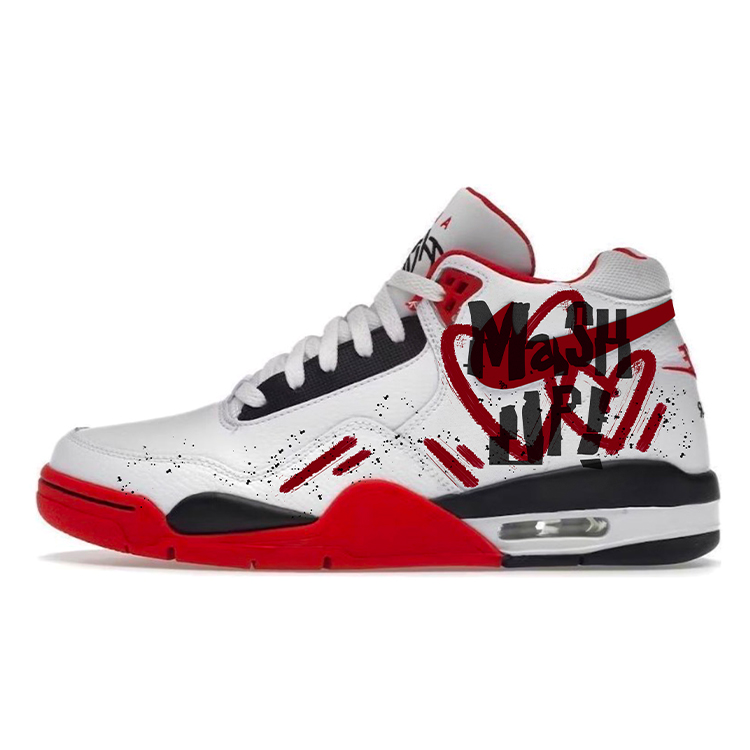 Nike Flight Legacy Slip Resistant Mid top Vintage Basketball Shoes Unisex Red White