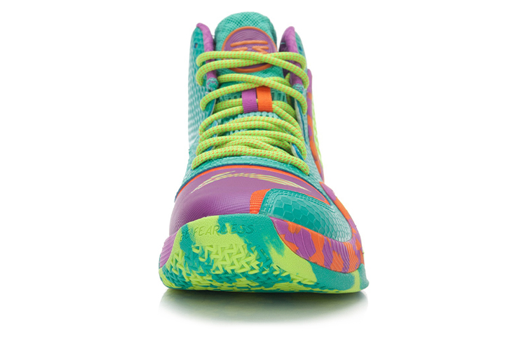 Li Ning Shadow 1 Cloud Cushioning Slip Resistant Coverage Support Mid top Basketball Shoes Men’s Green Yellow Purple