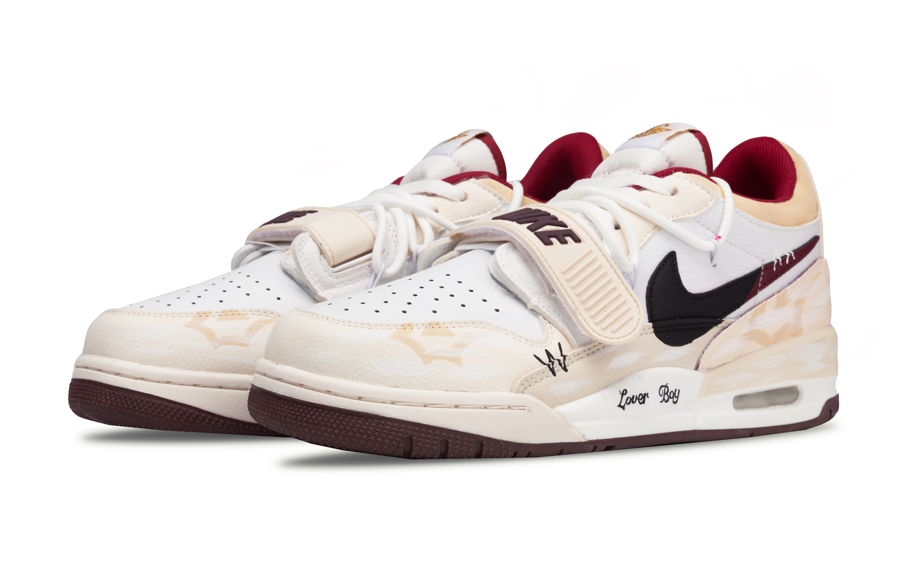 Jordan Legacy 312 Floral Garden Synthetic Leather Abrasion Resistant Low top Vintage Basketball Shoes Men’s Ecru