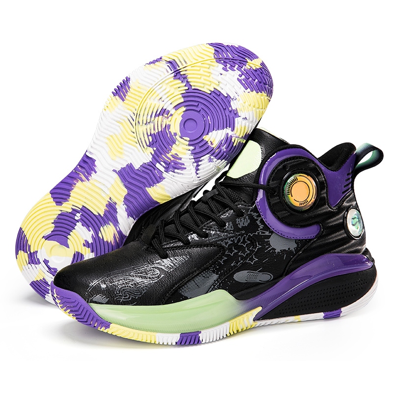 ANDEZHANMUSI Basketball Shoes Unisex High Top Black Purple/White Black Green/White Black Orange