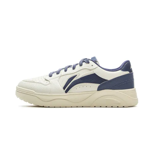 Li Ning Fresh Look Slip Resistant Cushioning Abrasion Resistant Lightweight Low top Skateboard Shoes Men's White Blue