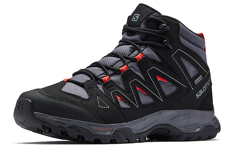 SALOMON Cushioning Slip Resistant Abrasion Resistant Mid top Mountaineering Hiking Shoes Men’s Ebony