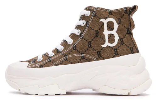MLB Chunky High Coverage Height Increasing High top Canvas Shoes Unisex Khaki