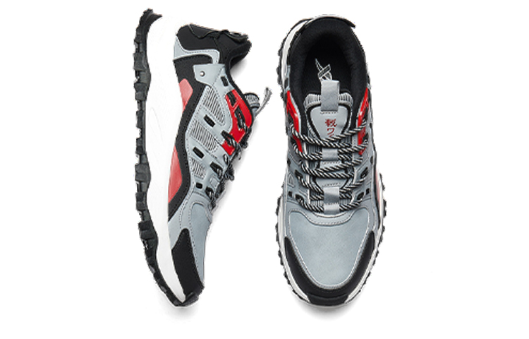 XTEP Comfortable Slip Resistant, Abrasion Resistant, Waterproof, And Breathable Low top Outdoor Shoes Men’s Gray Black