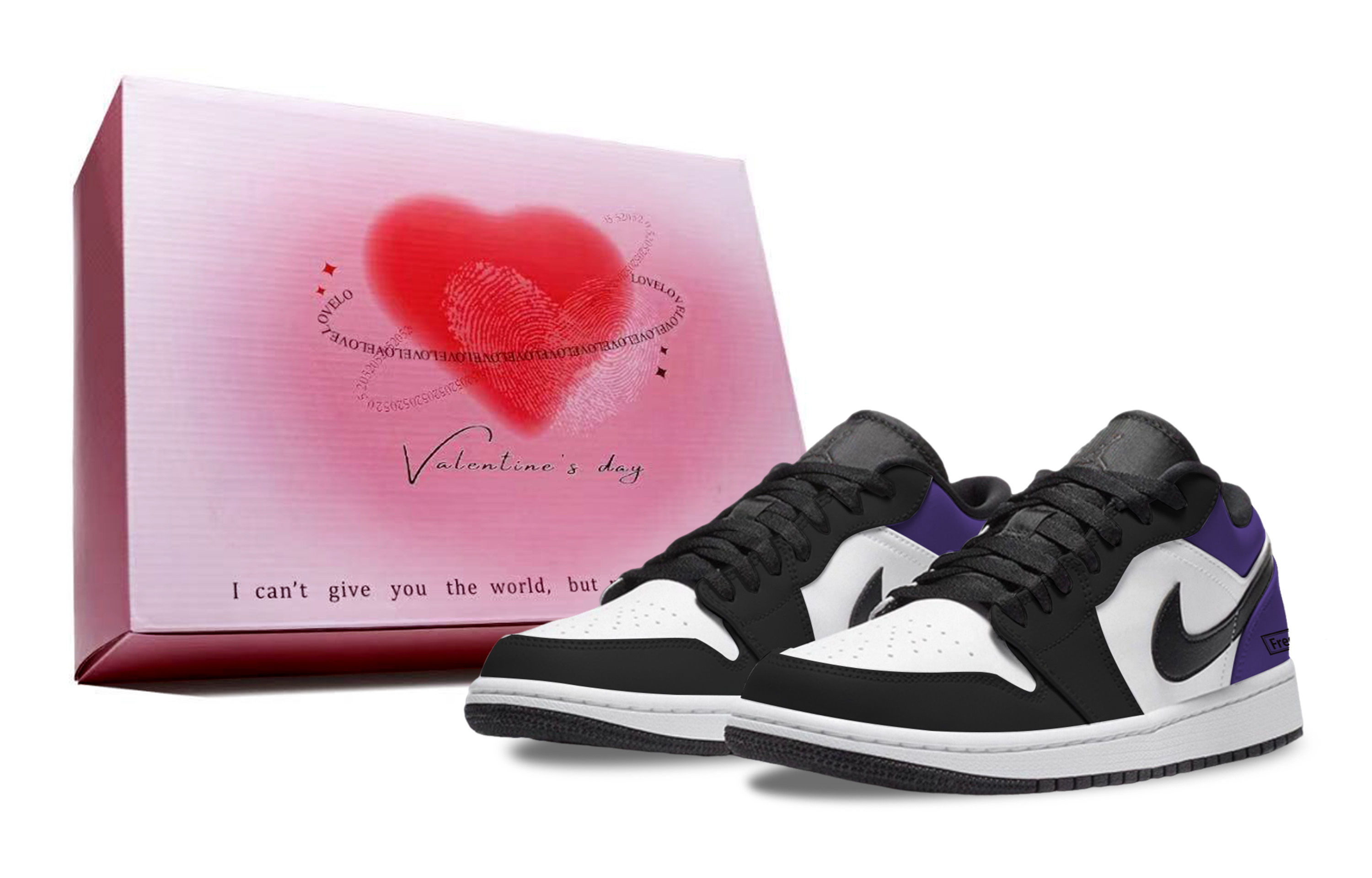 Jordan Air Jordan 1 Dark Reddish Purple, Box Abrasion Resistant Low top Vintage Basketball Shoes Unisex Black Purple