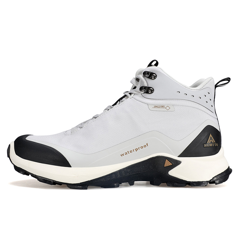 HUMTTO Cushioning Slip Resistant Abrasion Resistant High top Mountaineering Shoes Men’s Light Gray Black