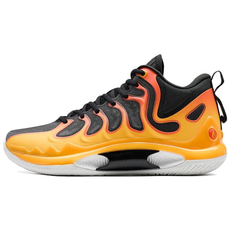 XTEP Slip Resistant Abrasion Resistant Mid top Basketball Shoes Men’s Orange Black