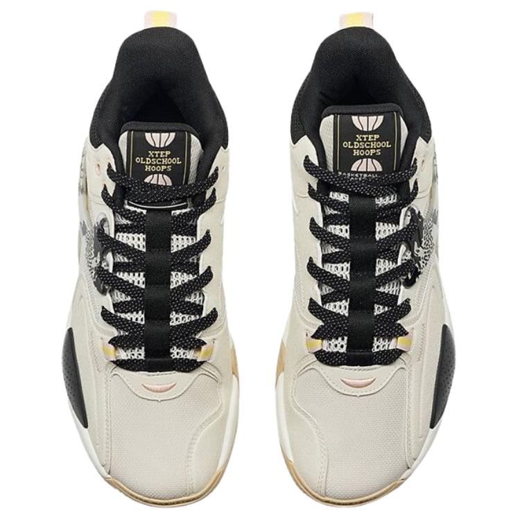 XTEP Minimalist Fashion Slip Resistant, Abrasion Resistant, Lightweight Mid top Basketball Shoes Men’s Dark Tea White