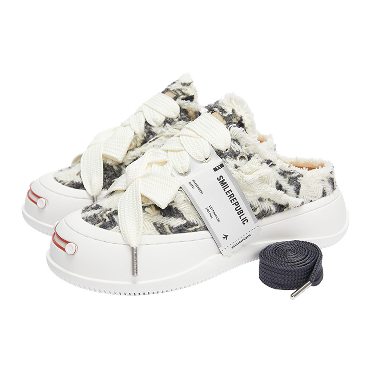 SMILEREPUBLIC Open Ended Smiling Collection Low top Canvas Shoes Unisex Black White