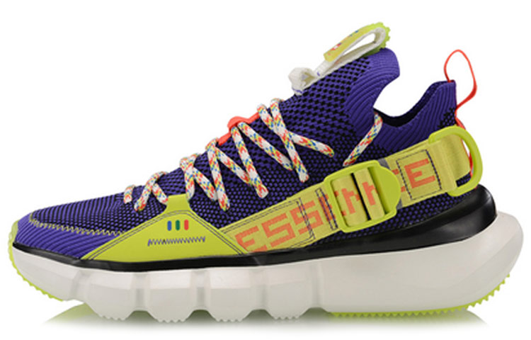 Li Ning Enlightenment Lace Up PRM Abrasion Resistant Breathable Low top Vintage Basketball Shoes Blue Yellow