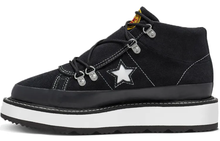 Converse Fleece Lined Boot One Star Thick Sole Black White Women's