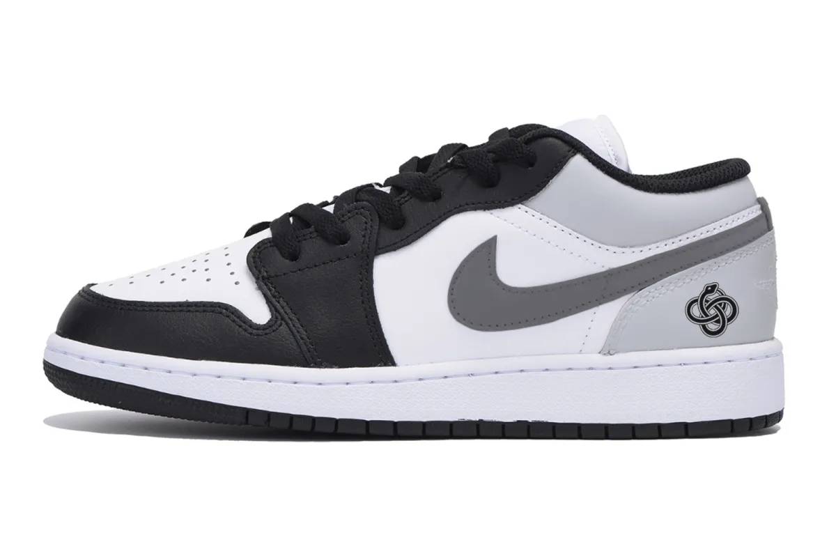 Jordan Air Jordan 1 Puppy Fragment, Year Of The Snake Abrasion Resistant Low top Vintage Basketball Shoes Men's Black
