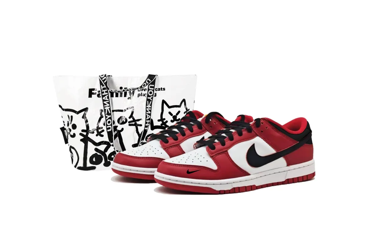 Nike Dunk Slip Resistant Abrasion Resistant Low top Skateboard Shoes Unisex Red