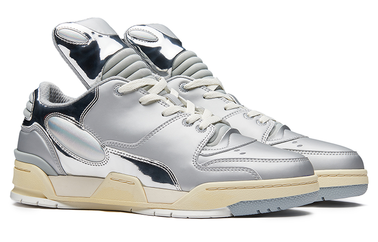 EQLZ EQUALIZER 1980 Slip Resistant Abrasion Resistant Low top Vintage Basketball Shoes Unisex Liquid Silver