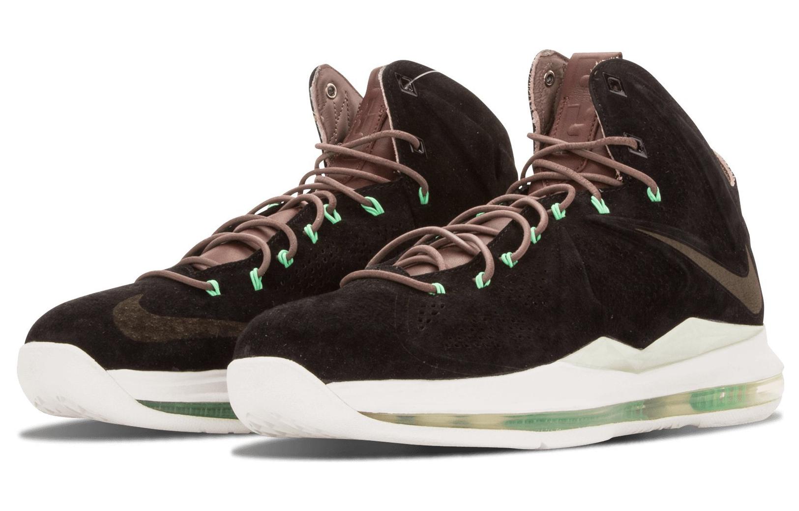 Мужские кроссовки Nike LeBron 10 EXT Black Suede OG (черные) — 黑/黑/暗棕/绿碧玺 — фото 3