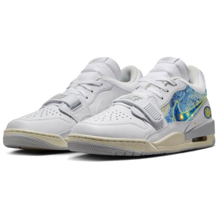 Jordan Legacy 312 Cushioning Slip Resistant Low top Vintage Basketball Shoes Men’s White Blue