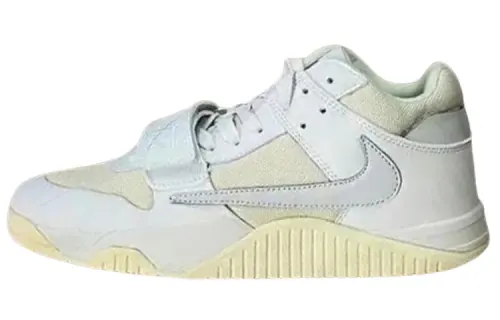 Travis Scott x Jordan Cut The Check Slip Resistant Mid top Vintage Basketball Shoes Men's White Beige