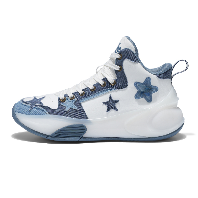 DEVIL AND ANGEL Slip Resistant Abrasion Resistant Low top Vintage Basketball Shoes Unisex Blue Rose