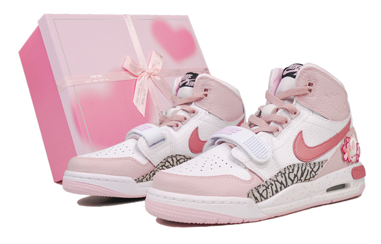 Jordan Legacy 312 Slip Resistant Abrasion Resistant High top Vintage Basketball Shoes Women's Pink White